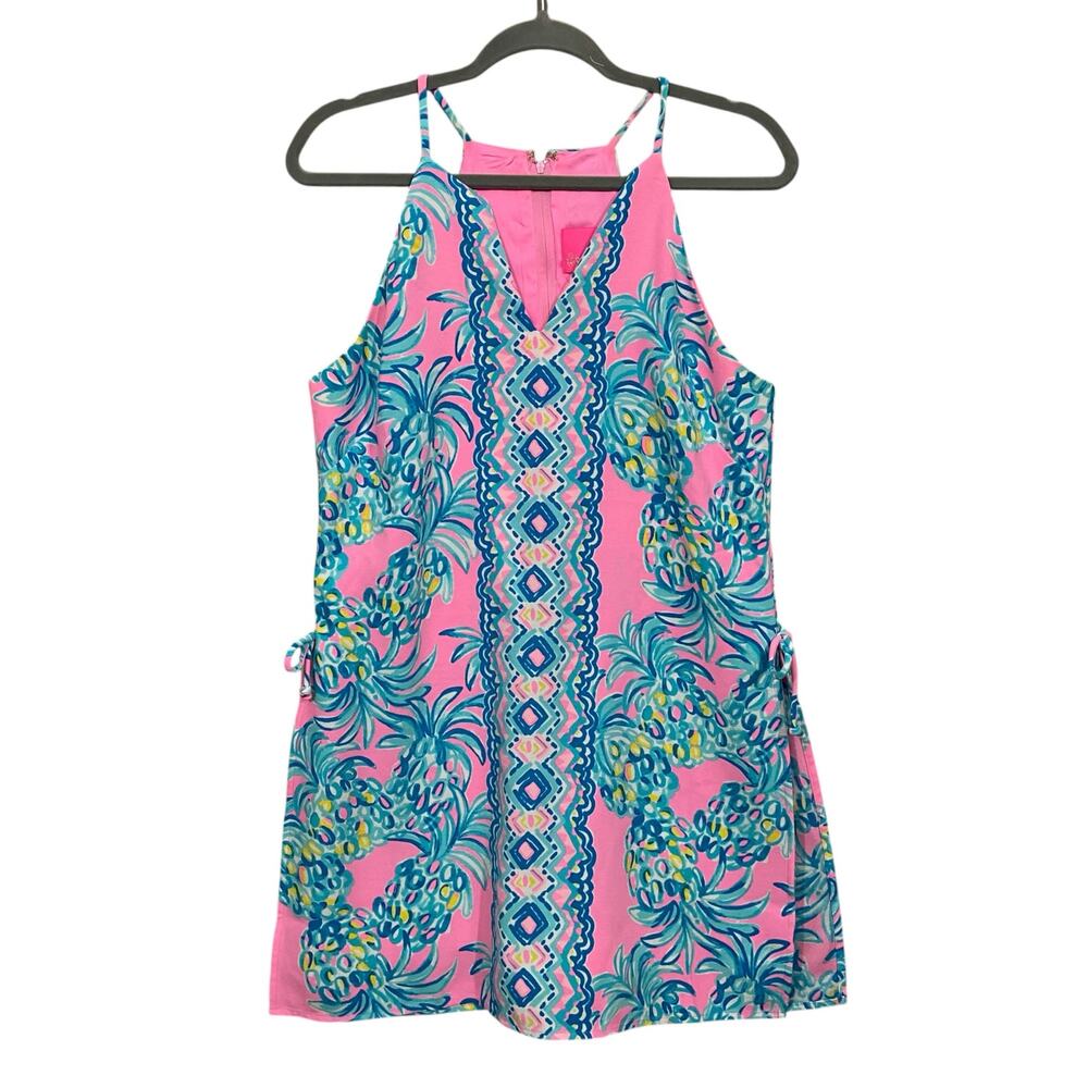 Lilly Pulitzer Romper Dress Pineapple Pink Blue Size 6